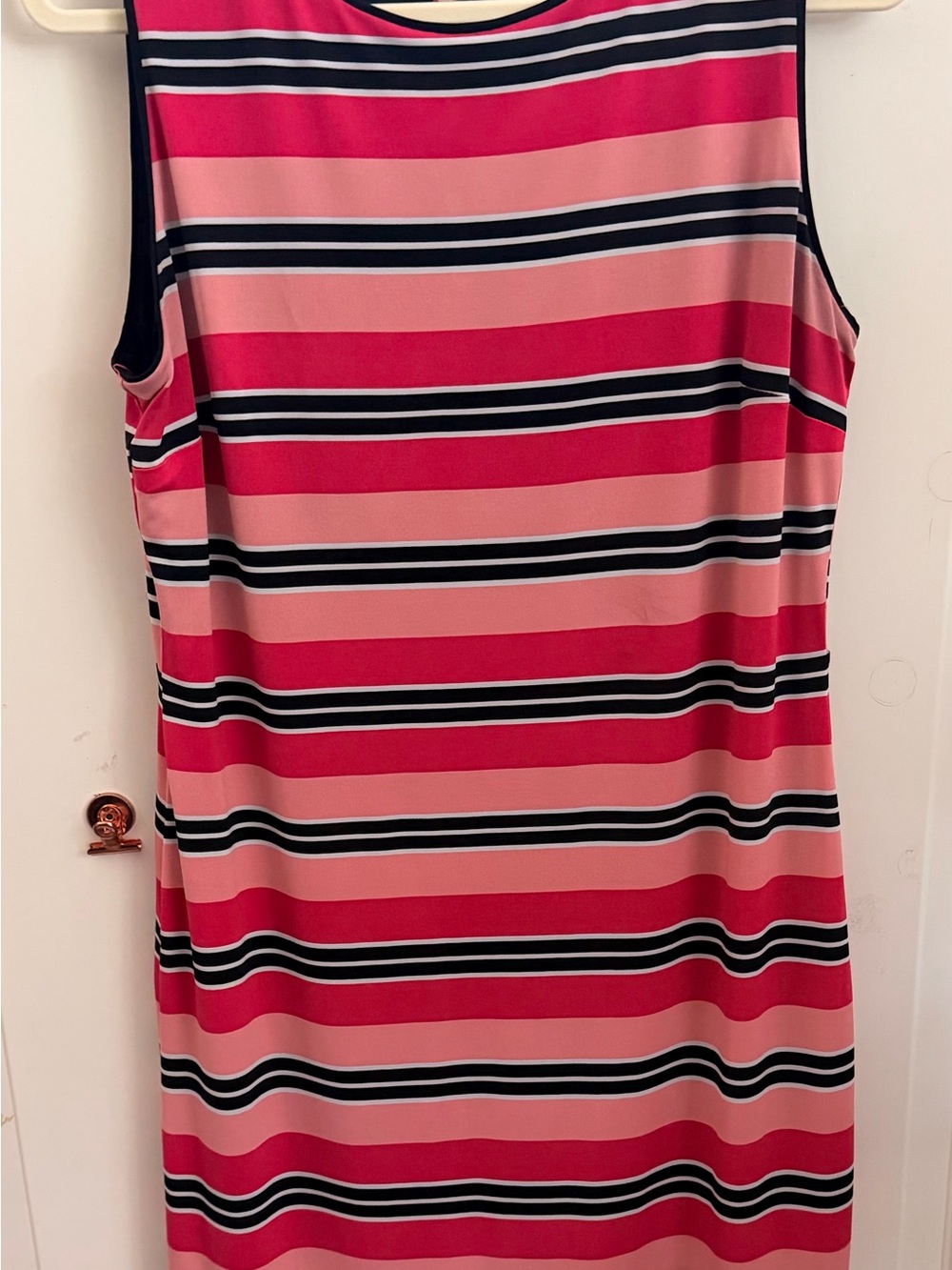 The Limited Pink and Black Striped Sleeveless Midi Dress